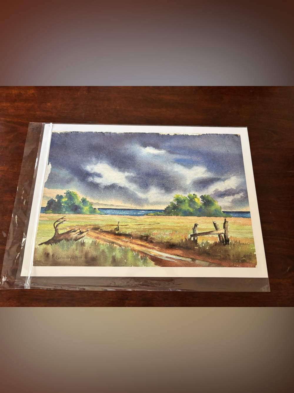 Carlos A. Moon Alabama Watercolor Landscape Art Print Dixie Art Colony